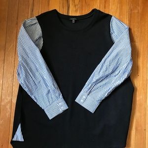 LANE BRYANT DK NAVY TOP W STRIPED SLEEVES SZ 22/24